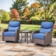 thumbnail image 1 of Planntonneo 3-Piece Patio Furniture Set - Wicker Swivel Glider Chairs with 6-Inch High-Resilience Cushions and Side Table, Brown/Blue, 1 of 9