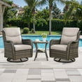 thumbnail image 1 of Planntonneo 3 Piece Wicker Patio Furniture Sets, Outdoor Swivel Rocking Chairs Set of 2 with 5-inch Thick Cushions and Rattan Side Table for Deck Porch Pool, Grey/Beige, 1 of 8