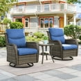 thumbnail image 1 of Planntonneo 3 Piece Wicker Patio Furniture Sets, Outdoor Swivel Rocking Chairs Set of 2 with 5-inch Thick Cushions and Rattan Side Table for Deck Porch Pool, Grey/Blue, 1 of 8