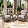 thumbnail image 1 of Planntonneo 3 Piece Wicker Patio Furniture Sets, Outdoor Swivel Rocking Chairs Set of 2 with 6-inch Thickened Cushions and Rattan Side Table for Deck Porch Pool, Brown/Beige, 1 of 10