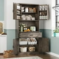 thumbnail image 1 of Planntonneo Kitchen Pantry Storage Hutch Cabinet, Grey Oak, with Doors and Shelves, 71'' Tall, 1 of 9