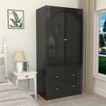 thumbnail image 1 of Planntonneo Armoire Wardrobe Closet with 2 Drawers, Clothing Storage Cabinets for Bedroom, Black, 1 of 8
