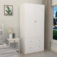 thumbnail image 1 of Planntonneo Armoire Wardrobe Closet with 2 Drawers, Clothing Storage Cabinets for Bedroom, White, 1 of 8