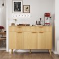 thumbnail image 1 of Planntonneo Kitchen Buffet Cabinet with Adjustable Shelf, 3-Doors 2 Drawers Wood Sideboard Storage Cabinet Coffee Bar for Living Room, Nature Wood Color, 1 of 8
