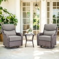 thumbnail image 1 of Planntonneo Outdoor Patio Swivel Rocker Chairs Set of 2 with 6-Inch Thick Cushion and Rattan Table, 3pcs Wicker Patio Conversation Set for Porch Balcony Deck, Brown/Grey, 1 of 10