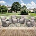 thumbnail image 1 of Planntonneo Outdoor Patio Swivel Rocker Chairs Set of 4 with 6-Inch Thick Cushion and 2 Rattan Table, 6pcs Wicker Patio Conversation Set for Porch Balcony Deck, Grey/Beige, 1 of 12