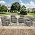 thumbnail image 1 of Planntonneo Outdoor Patio Swivel Rocker Chairs Set of 4 with 6-Inch Thick Cushion and 2 Rattan Table, 6pcs Wicker Patio Conversation Set for Porch Balcony Deck, Grey/Grey, 1 of 10