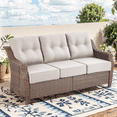 thumbnail image 1 of Planntonneo Outdoor Sofa Wicker Patio Deep Seat Couch with 6-Inch Beige Cushions, 1 of 9