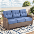 thumbnail image 1 of Planntonneo Outdoor Sofa Wicker Patio Deep Seat Couch with 6-Inch Blue Cushions, 1 of 9