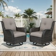 thumbnail image 1 of Planntonneo Outdoor Swivel Gliders Chair Set of 2, Patio Wicker High Back Swivel Rocker Chair with Grey Cushions for Balcony Deck Porch, 1 of 9