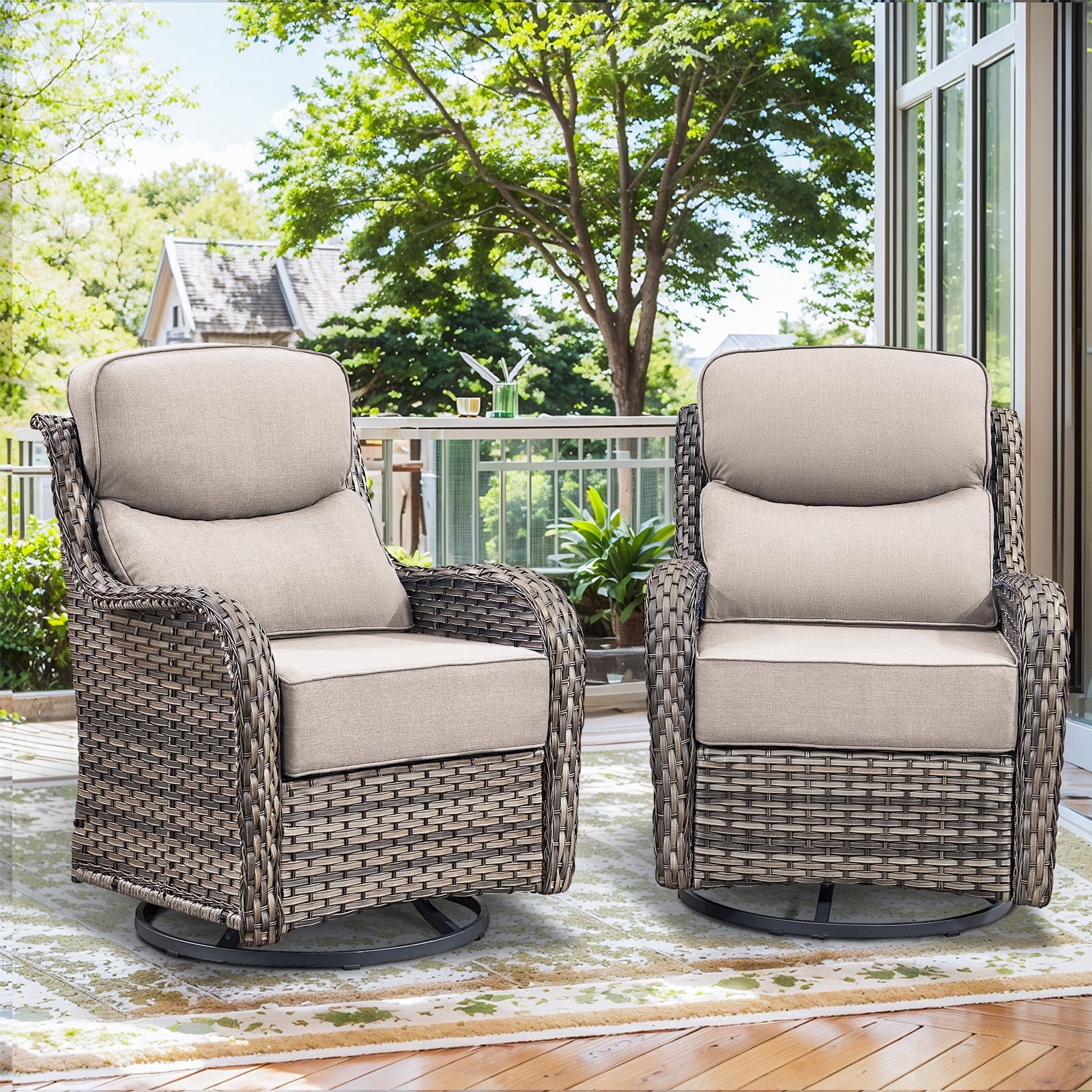 6 Inch Mini Chair Planntonneo Outdoor Swivel Rocker Patio Chairs with 6 inch Thick ...