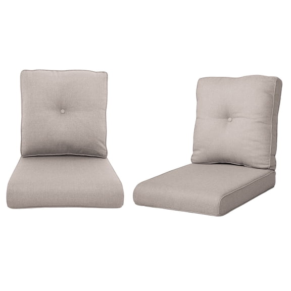 Planntonneo Outdoor Wicker Furniture Cushion Set, 25 x 22 x 4 Deep Seat Patio Chair Cushions, Beige, 2 Sets