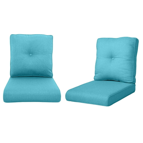 Planntonneo Outdoor Wicker Furniture Cushion Set, 25 x 22 x 4 Deep Seat Patio Chair Cushions, Lake Blue, 2 Sets