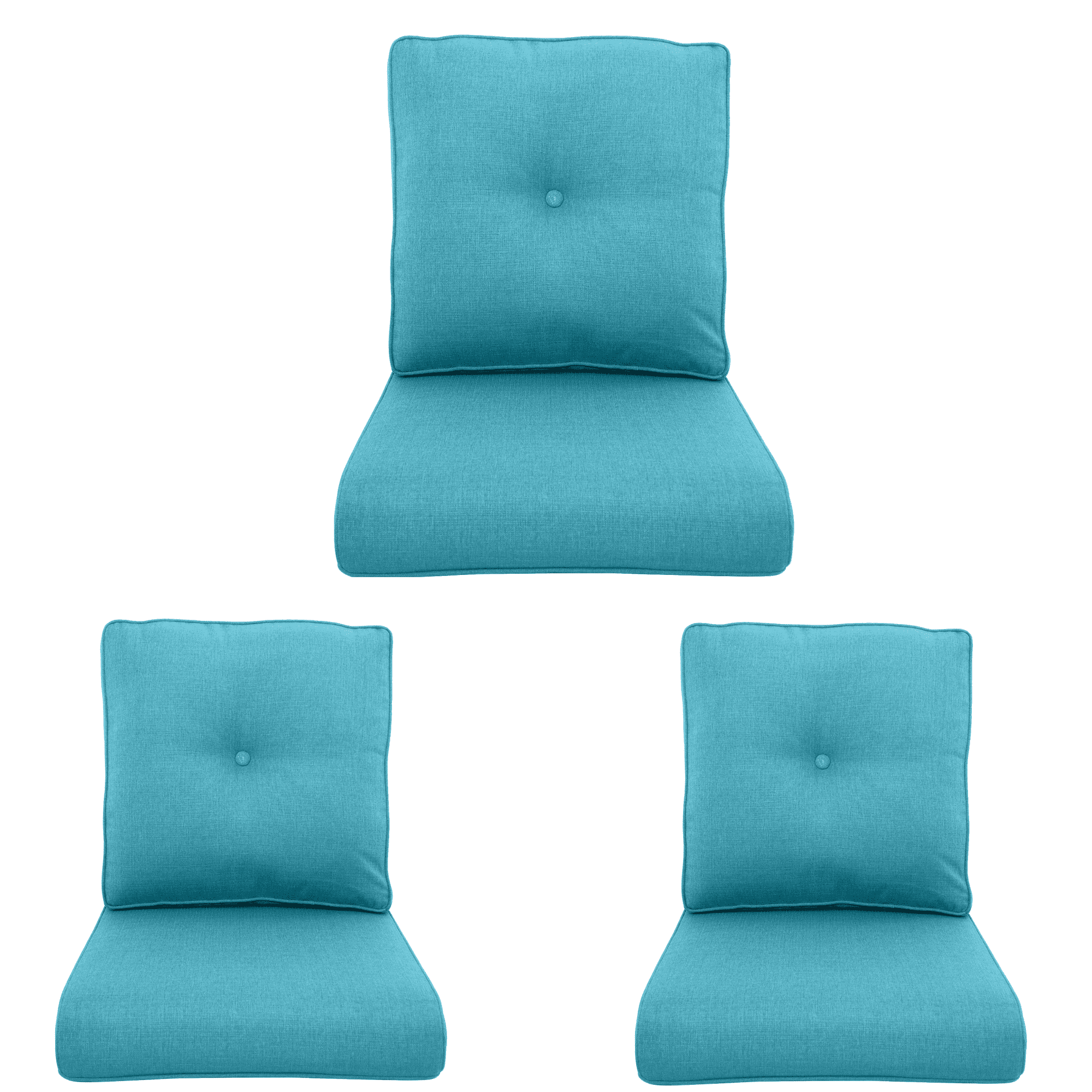 Planntonneo Outdoor Wicker Furniture Cushion Set, 25 x 22 x 4 Deep Seat Patio Chair Cushions, Lake Blue, 3 Sets