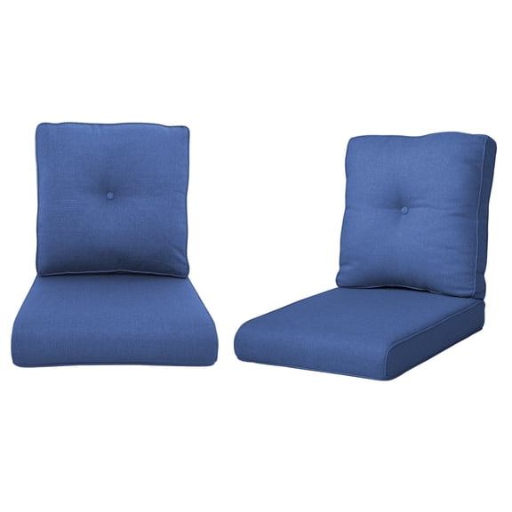 Planntonneo Outdoor Wicker Furniture Cushion Set, 25 x 22 x 4 Deep Seat Patio Chair Cushions, Navy Blue, 2 Sets