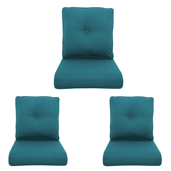 Planntonneo Outdoor Wicker Furniture Cushion Set, 25 x 22 x 4 Deep Seat Patio Chair Cushions, Turquoise, 3 Sets