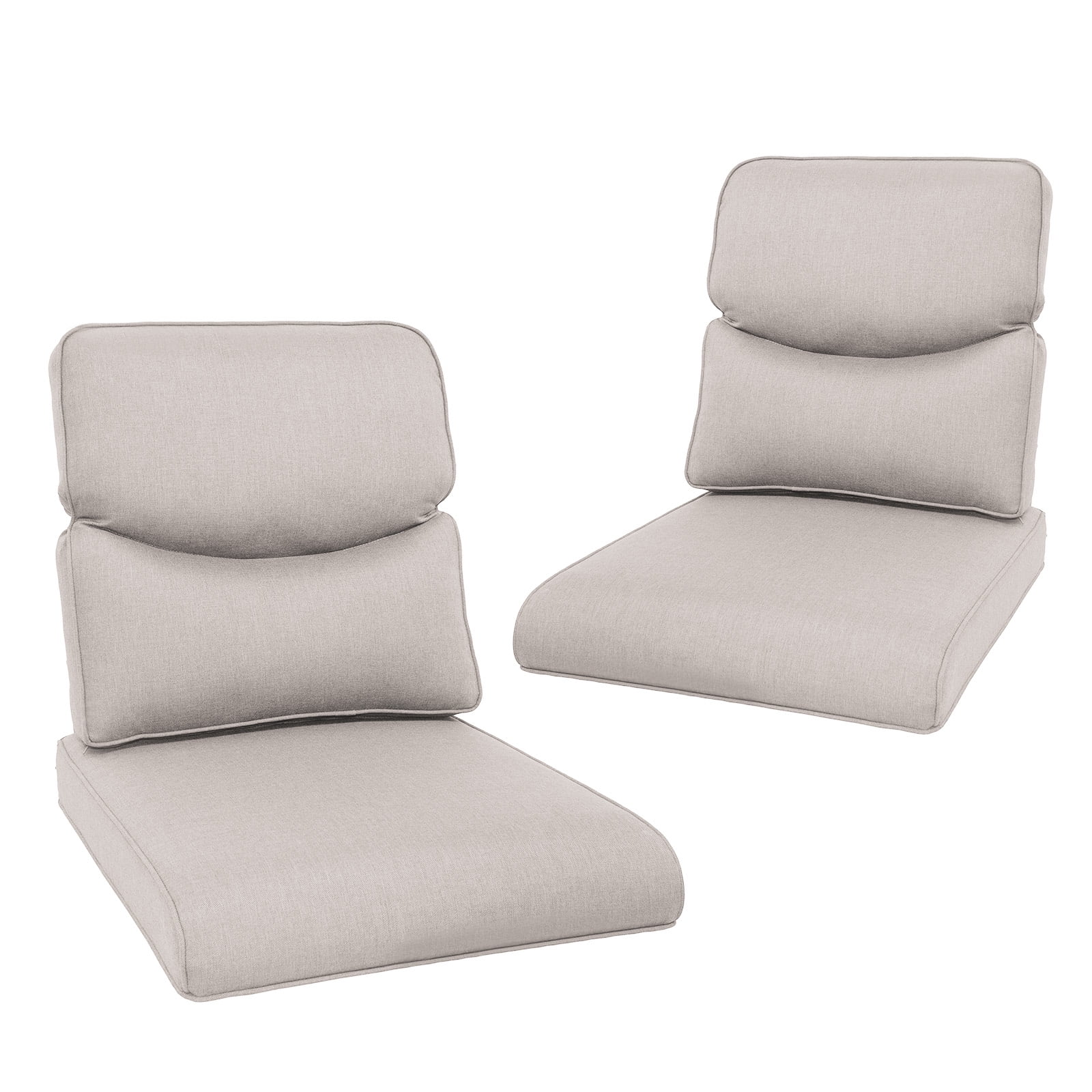Planntonneo Outdoor Wicker Furniture Cushion Set, 25 x 22 x 4 Deep Seat Patio Chair Cushions, Beige, 2 Sets