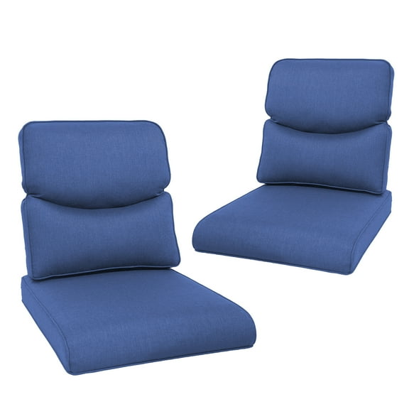 Planntonneo Outdoor Wicker Furniture Cushion Set, 25 x 22 x 4 Deep Seat Patio Chair Cushions, Navy Blue, 2 Sets