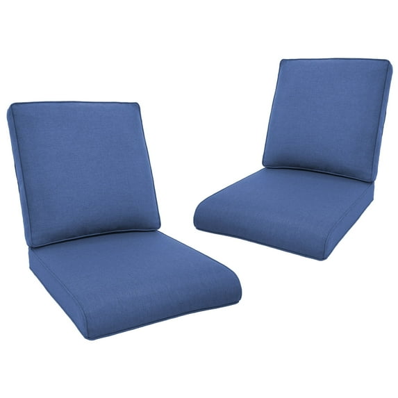 Planntonneo Outdoor Wicker Furniture Cushion Set, 25 x 22 x 4 Deep Seat Patio Chair Cushions, Navy Blue, 2 Sets
