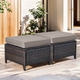 thumbnail image 1 of Planntonneo Outdoor Wicker Ottoman Set of 2, Patio Rattan Footrest Seat with Grey Cushions, Brown Wicker, 1 of 8