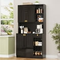 thumbnail image 1 of Planntonneo Pantry Hutch Cabinet with Storage, Kitchen Organizers with Microwave Stand & Power Outlet, Black, 1 of 8