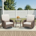 thumbnail image 1 of Planntonneo Patio Wicker Swivel Rocker Set of 3, Outdoor Rocking Chairs with Rattan Table for Balcony Deck Backyard, Beige Cushions, 1 of 11