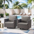 thumbnail image 1 of Planntonneo Wicker Patio Chair Set of 2, Outdoor Swivel Gliders Rocking Chairs for Garden Deck Porch Pool, Brown/Grey, 1 of 8