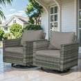 thumbnail image 1 of Planntonneo Wicker Patio Chair Set of 2, Outdoor Swivel Gliders Rocking Chairs for Garden Deck Porch Pool, Dark Grey/Grey, 1 of 8