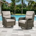 thumbnail image 1 of Planntonneo Wicker Patio Chairs Set of 2, Outdoor High Back Swivel Glider Rocking Chairs with 5'' Thick Beige Cushions for Porch Balcony Backyard, 1 of 7