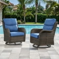 thumbnail image 1 of Planntonneo Wicker Patio Chairs Set of 2, Outdoor High Back Swivel Glider Rocking Chairs with 5'' Thick Blue Cushions for Porch Balcony Backyard, 1 of 7
