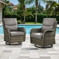 thumbnail image 1 of Planntonneo Wicker Patio Chairs Set of 2, Outdoor High Back Swivel Glider Rocking Chairs with 5'' Thick Grey Cushions for Porch Balcony Backyard, 1 of 7