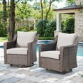 thumbnail image 1 of Planntonneo Wicker Patio Chairs Set of 2, Outdoor Swivel Glider Rocking Chairs with 4'' Beige Cushions for Porch Balcony Backyard, 1 of 8