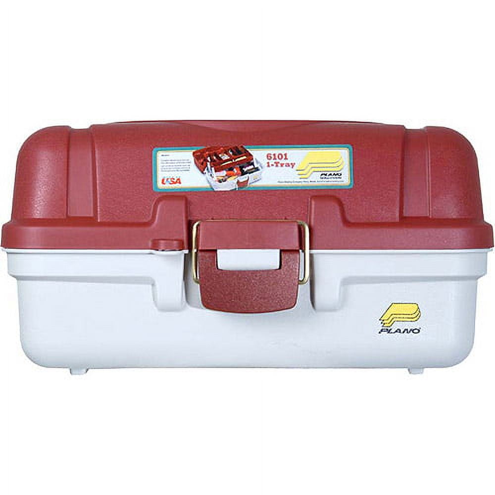 Fishing Tackle Box Plano 6101 One-Tray Tackle Box Aprox. 13x7x6 Red &  Beige