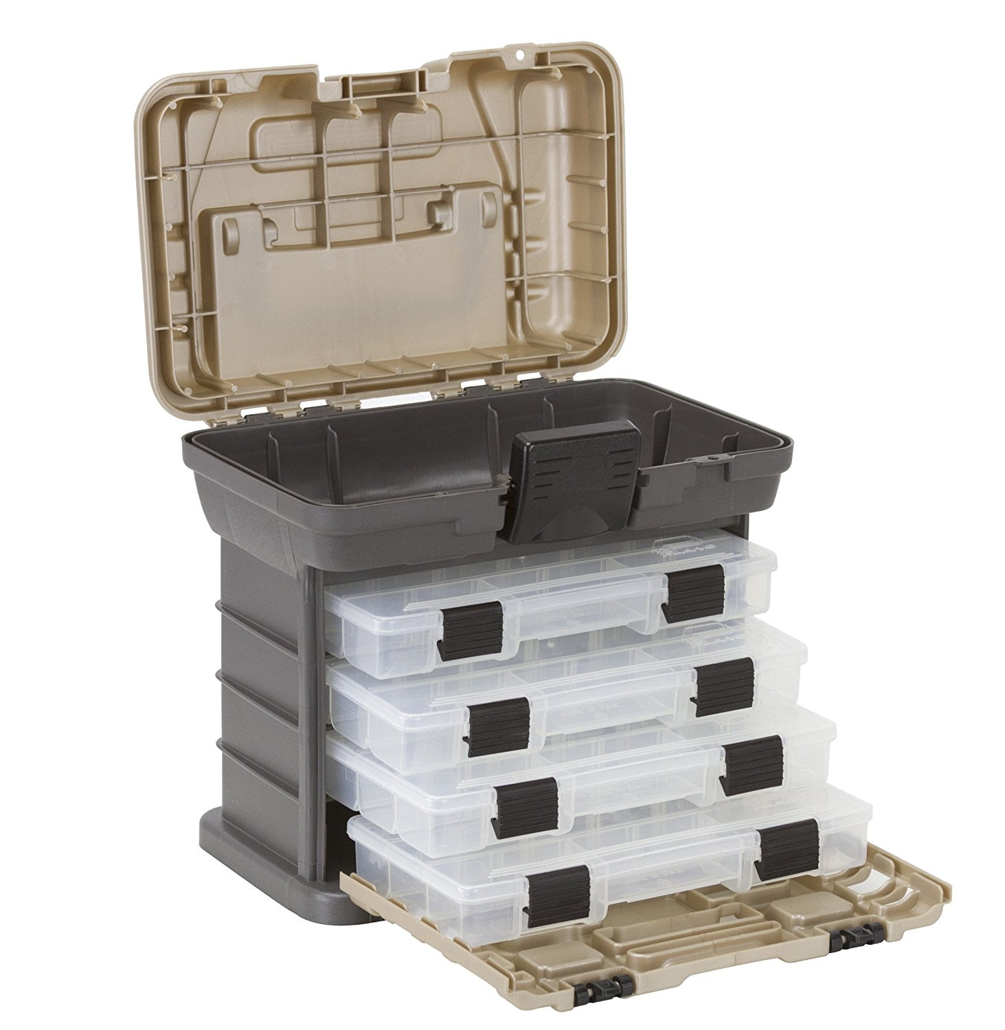 Plano 1354 Stow-N-Go Tool Box with 23500 Series StowAways, Graphite Gray  and Sandstone 