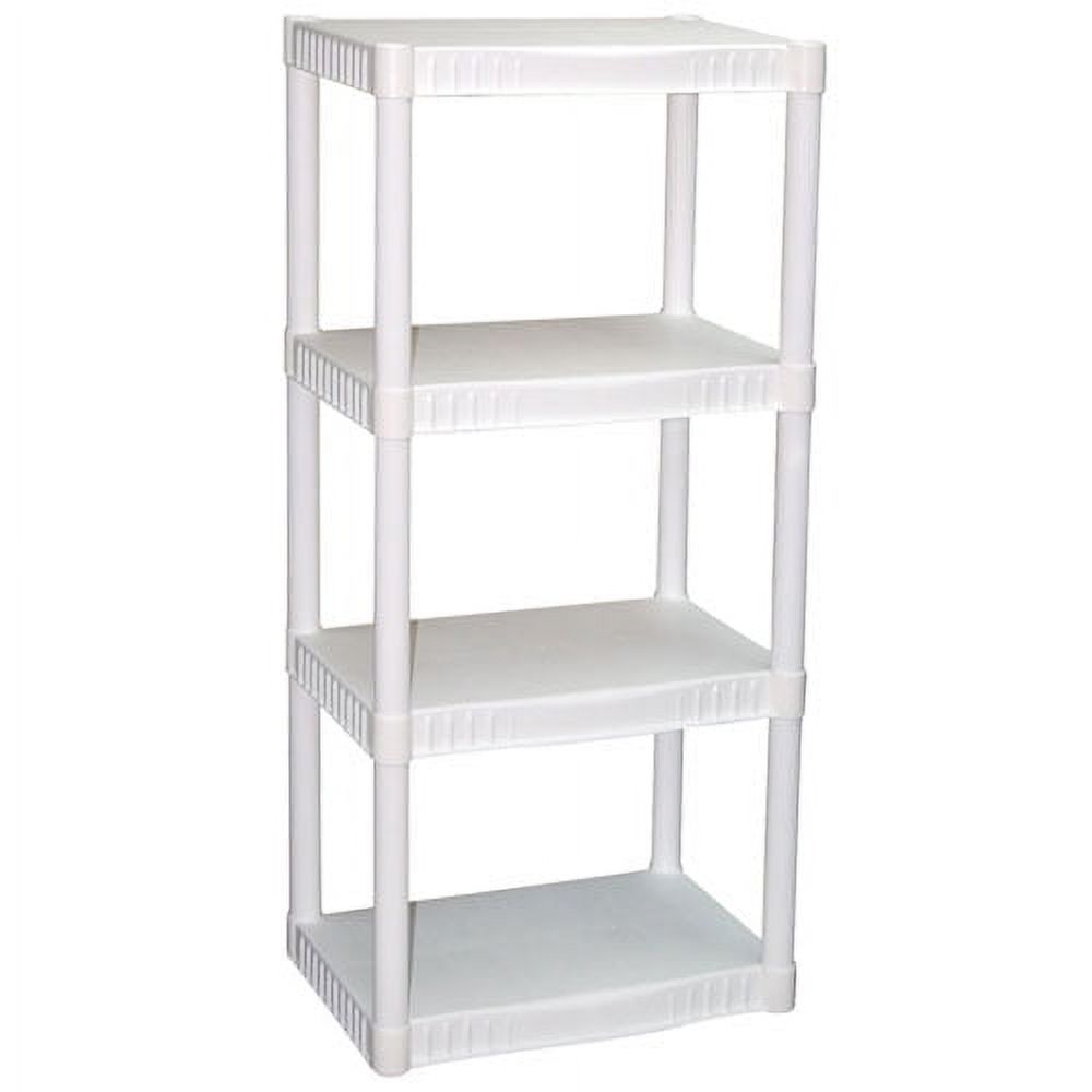 Plano 22"W x 14"D x 48"H 4 Shelves Plastic Garage Shelf Unit, White, 200 lb Capacity - image 1 of 2