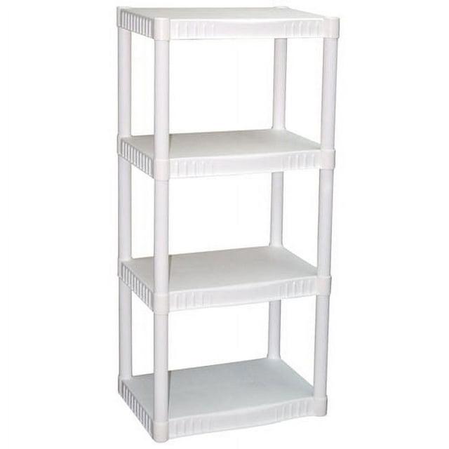 Plano 22"W x 14"D x 48"H 4 Shelves Plastic Garage Shelf Unit, White, 200 lb Capacity