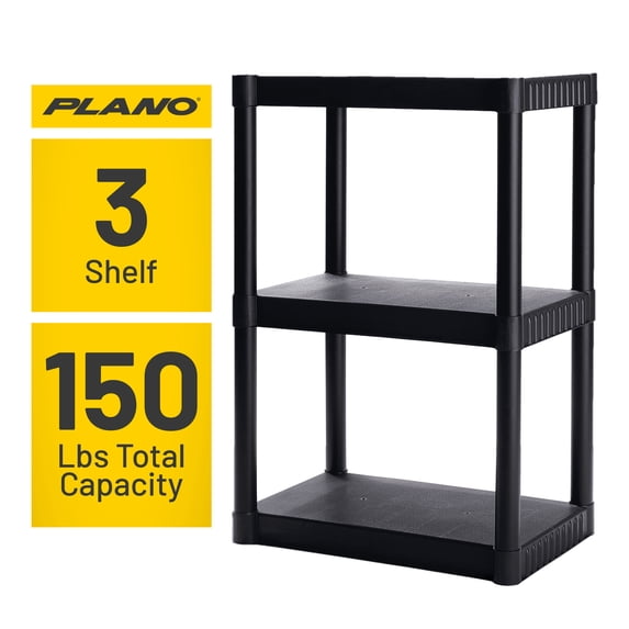 Plano 3-Shelf Standard Duty Plastic Storage Shelves, 43” x 21” x 14”, 150lb Capacity