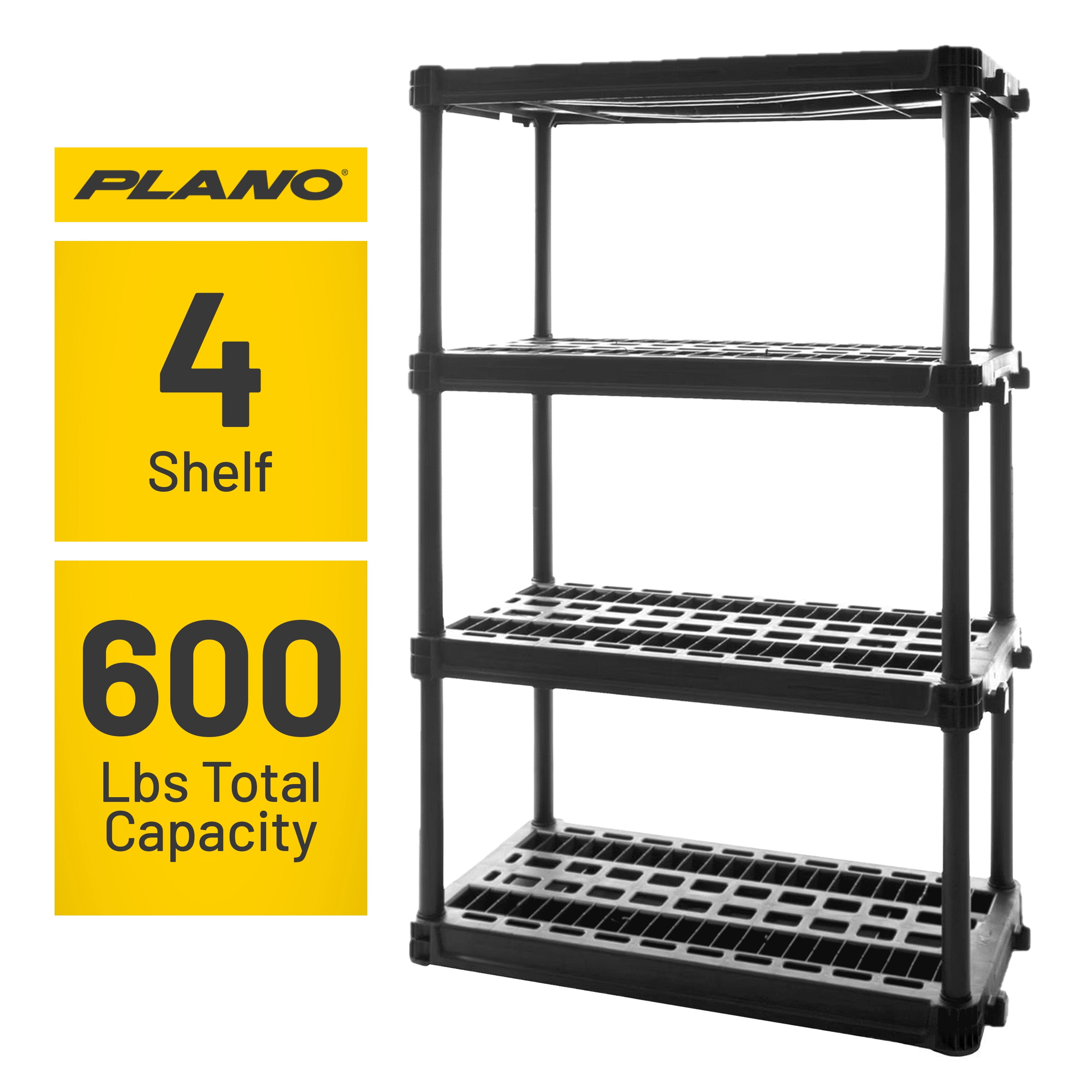 Plano 4-Shelf Heavy Duty Plastic Storage Shelves, 56” x 36” x 18”, 600lb Capacity