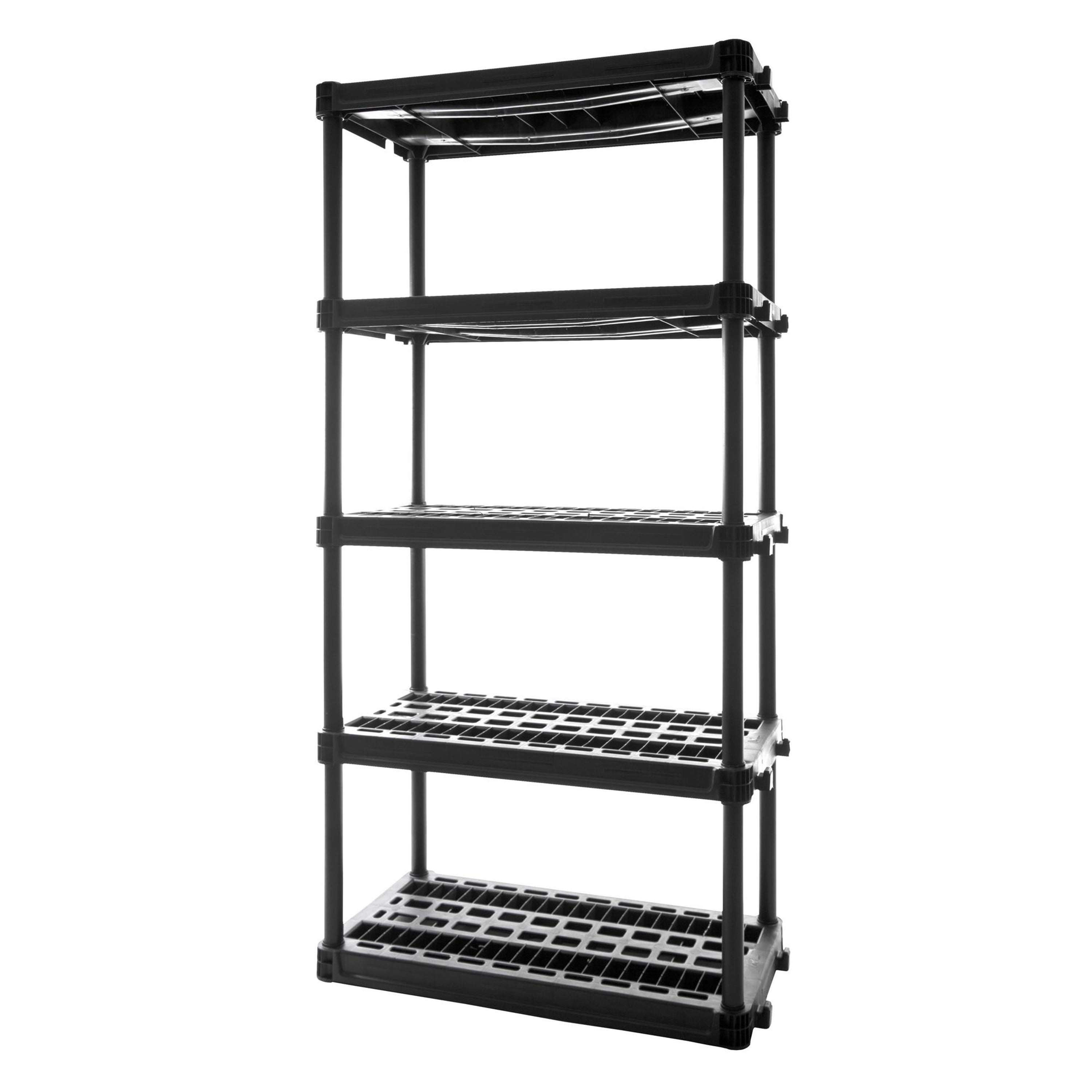 Plano 5-Shelf Heavy Duty Plastic Storage Shelves, 73 x 36 x 18, 750lb Capacity
