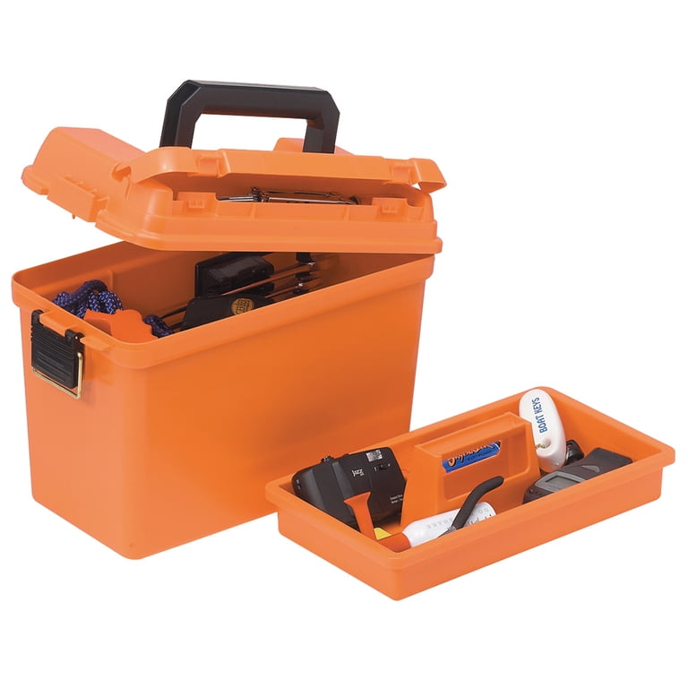 huge plano tackle box Extra Large Dry Storage with Tray Orange used lures and large supplies Plano 4-Drawer Tackle Box Green