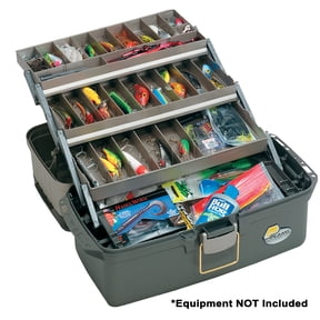 Plano Fishing, Large 3-Tray Tackle Box, Top Access, Graphite/ Sandstone