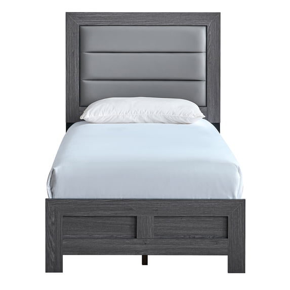 Plano Gray Wood Frame Twin Panel Bed