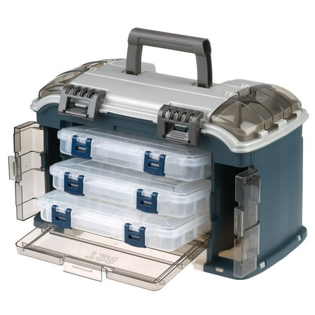 Plano Elite Angled Tackle System 3700, Blue and Silver