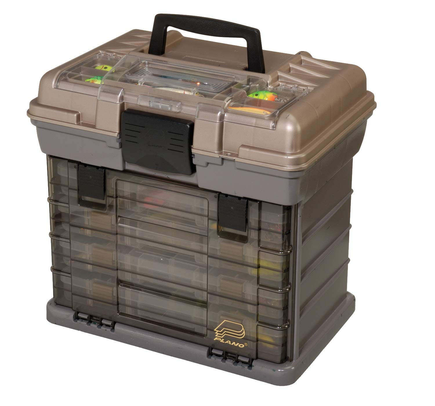 Plano Guide Series StowAway 4-By Rack System Tackle Box, Holds 4 3700 Utility Tackle Boxes, Quick-Access Top Storage with DuraView Lid, Durable Construction, Flexible, Adaptable Fishing Box CA2