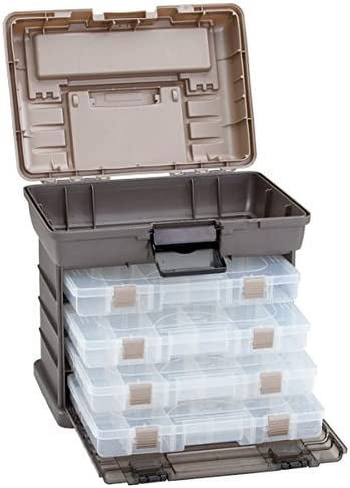 Plano Guide Series StowAway 4-By Rack System Tackle Box, Holds Four 3700 Utility Boxes, DuraView Clear Lid, Quick-Access Top Storage