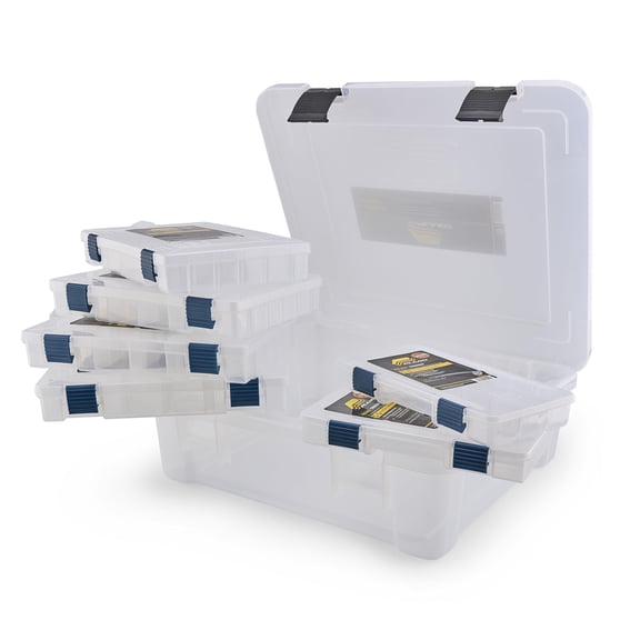 Plano ProLatch StowAway 7 Piece Utility Box Bundle, Clear