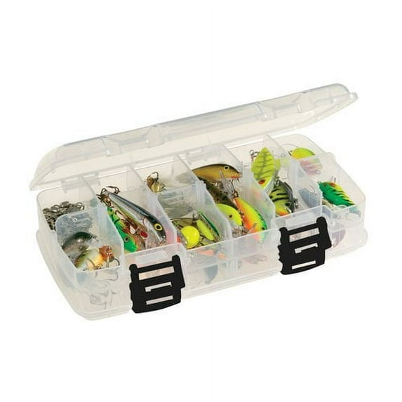 Plano Synergy 3400 Fishing Adjustable Double-Sided Stowaway Fishing Tackle Box, Small, Clear