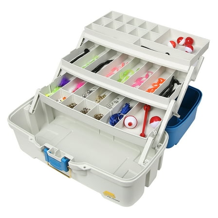 Plano Synergy Fishing Ready Set Fish 180 Piece Tackle Box, Medium, Blue / White