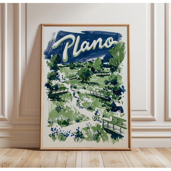 Plano Texas Park Cycling Wall Art Print, Home, Living Room And Gallery Wall Decor