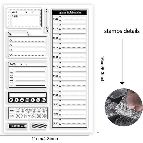 Plans and Schedules Clear Stamps Date Planning Silicone Stamps for Cards Making Scrapbooking Photo Album Decoration 6.3x4.3inch